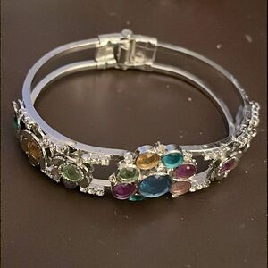 Silver Women’s Bracelet with Pastel Jewels